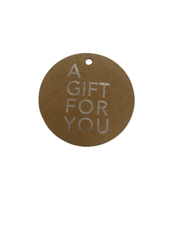 Labels kraft a gift for you 5cm p/5st zilver