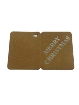 Labels kraft Merry Christmas zilver 5.5x4.5cm p/5st