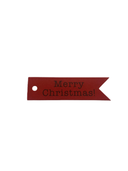 Labels rood  wimpel merry christmas 7x2cm p/5st rood