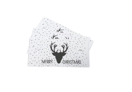 Labels merry christmas hert wit/zwart 70x35mm p/5st papier