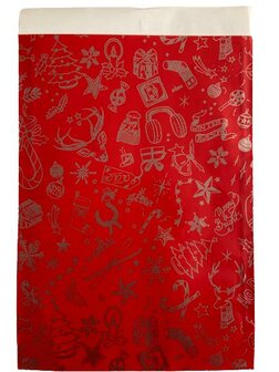 Zakken rood kerst 23x31.5cm p/25st tekst goud
