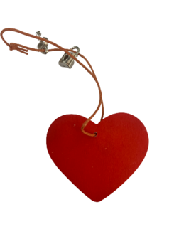 Labels hart sleutel 5.5cm p/3st rood/zilver houten