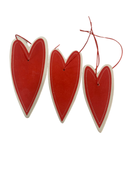 Labels hartjes p/3st rood houten