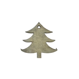 Kerstboom 5cm p/4st grijs houten hanger