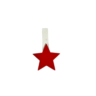 Knijper ster rood 3cm p/4st hout 