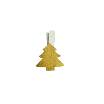 Knijper kerstboom goud 3cm p/4st hout 