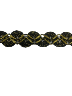 Lint goud glimmend luxe 20mm p/m rond zwart