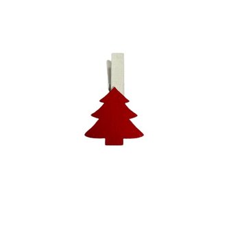 Knijper kerstboom rood 3cm p/4st hout