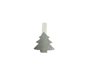 Knijper kerstboom zilver 3cm p/4st hout
