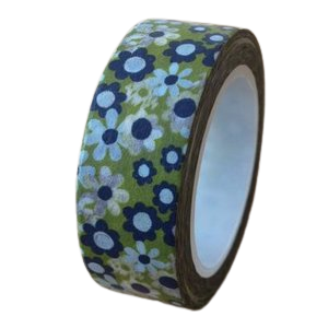 Masking tape groen/blauw bloem 15mm p/10m 
