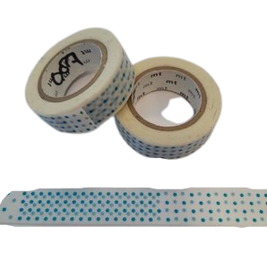 Masking tape blauw confetti 15mm p/10m 