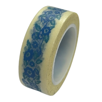 Masking tape blauw bloem 15mm p/10m 