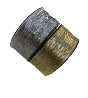 Lint goud 3.8cm p/mtr gekreukt lame 