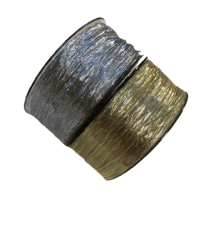Lint zilver 3.8cm p/mtr gekreukt lame 
