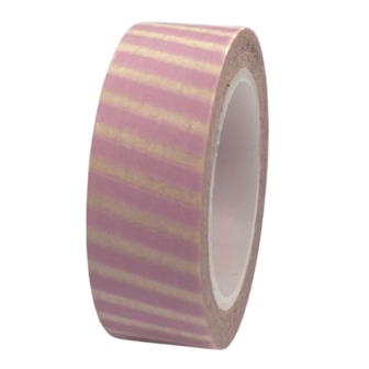 Masking tape lichtroze schuine streep 15mm p/10m 