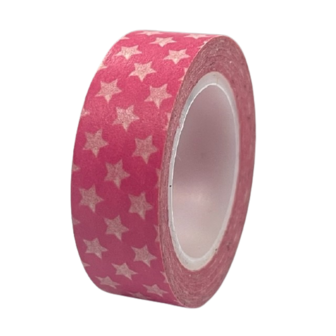 Masking tape roze kleine ster 15mm p/10m