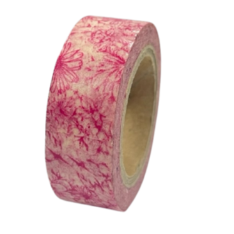 Masking tape roze bloemen 15mm p/10m