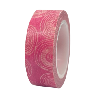 Masking tape roze rondjes getekend 15mm p/10m 