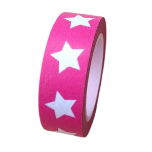 Masking tape roze grote ster 15mm p/10m 