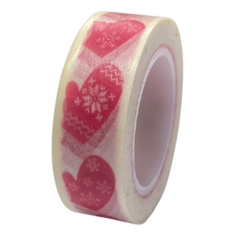 Masking tape wit/rood wanten 15mm p/10m