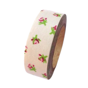 Masking tape wit/roze roosje 15mm p/10m 