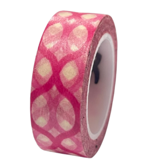 Masking tape roze kruis motief 15mm p/10m