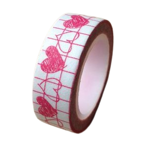 Masking tape roze krijt hart 15mm p/10m