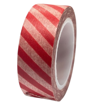 Masking tape rood schuine streep 15mm p/10m 