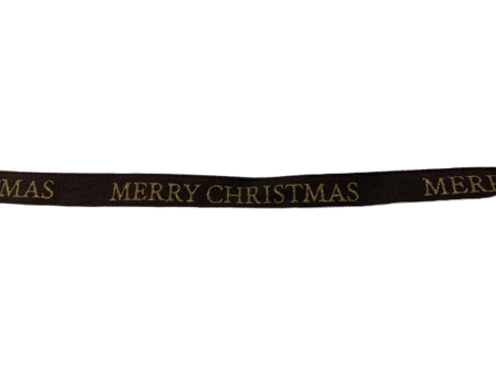 Lint donkerbruin Merry christmas 12mm p/mtr