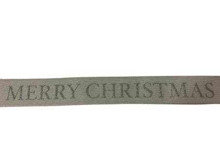 Lint grijs Merry christmas 25mm p/mtr