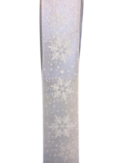 Lint wit organza sneeuwvlok 25mm p/mtr