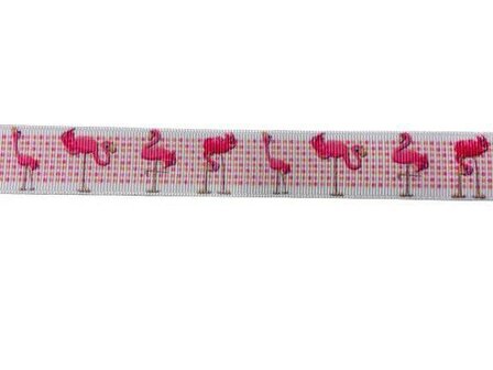 Lint wit flamingo&#039;s 22mm p/m roze