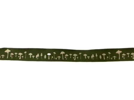 Lint groen paddestoel 15mm p/mtr katoen 