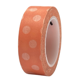 Masking tape zalm/wit stip 15mm p/10m 