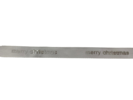 Lint wit merry christmas 12mm p/mtr zilver