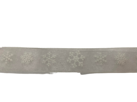 Lint creme organza snowflake 25mm p/mtr
