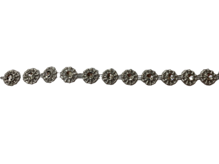 Lint zilver ronde diamant op rij 9mm p/mtr