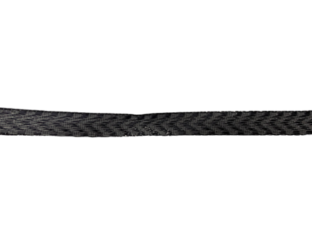 Lint zwart chevron stripes 10mm p/mtr metallic