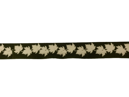 Lint olijfgroen Leaves 15mm p/mtr bladeren