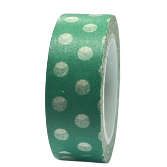 Masking tape zeegroen stip 15mm p/10m 