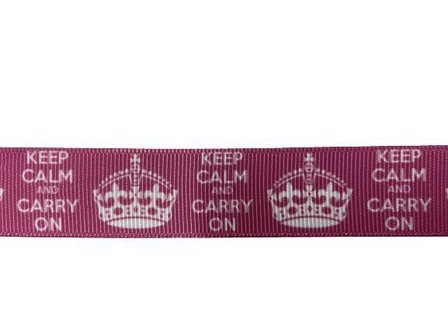 Lint roze keep calm and carry on 22mm p/m
