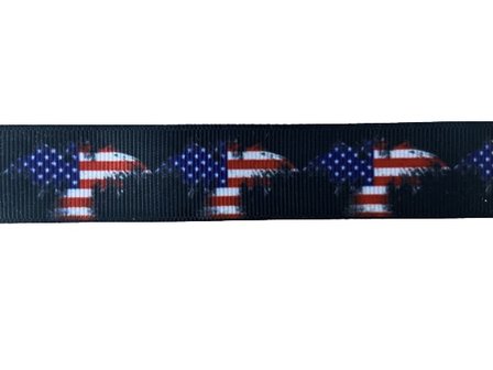 Lint zwart adelaar amerikaanse vlag 22mm p/m
