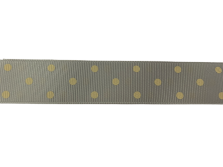 Lint grijs 25mm p/mtr Lumiere riblint stip