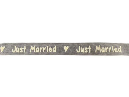 Lint wit Just married 15mm p/mtr organza