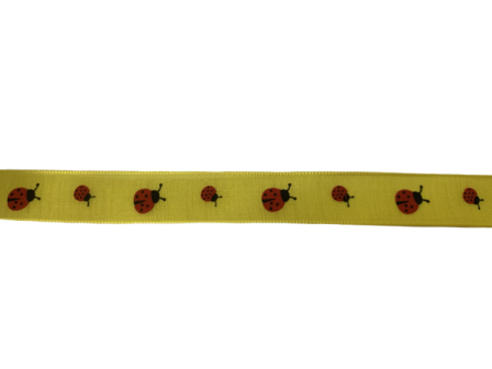 Lint geel lieveheersbeestje 16mm p/mtr