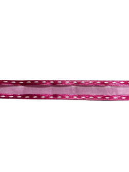 Lint roze stitched Border 15mm p/mtr