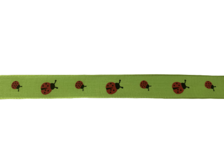 Lint groen lieveheersbeestje 16mm p/mtr