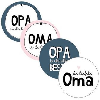Sticker Opa &amp; oma assorti 40mm p/20st 