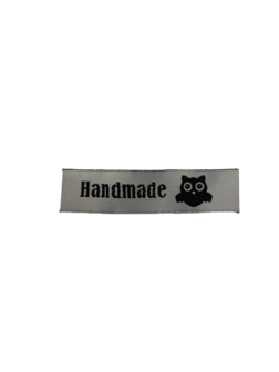 Label wit handmade uiltje 6x1.5cm p/st stof