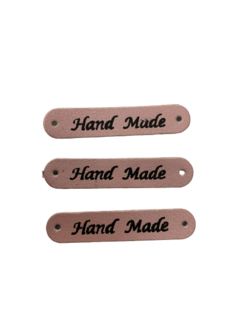 Label roze Handmade nepleer 6x1cm p/st
